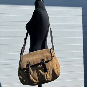 VTG Y2K Old Navy Tan Corduroy Crossbody Messenger Bag